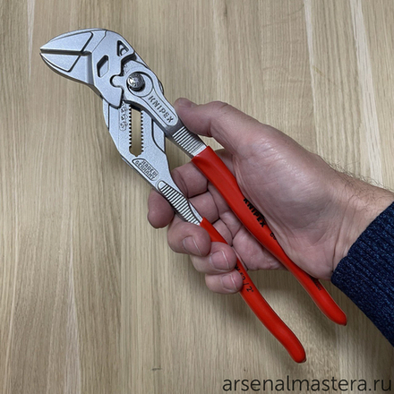 ХИТ! Клещи переставные - гаечный ключ 250 мм, зев 52 мм, хром, обливные ручки 86 03 250 KNIPEX KN-8603250