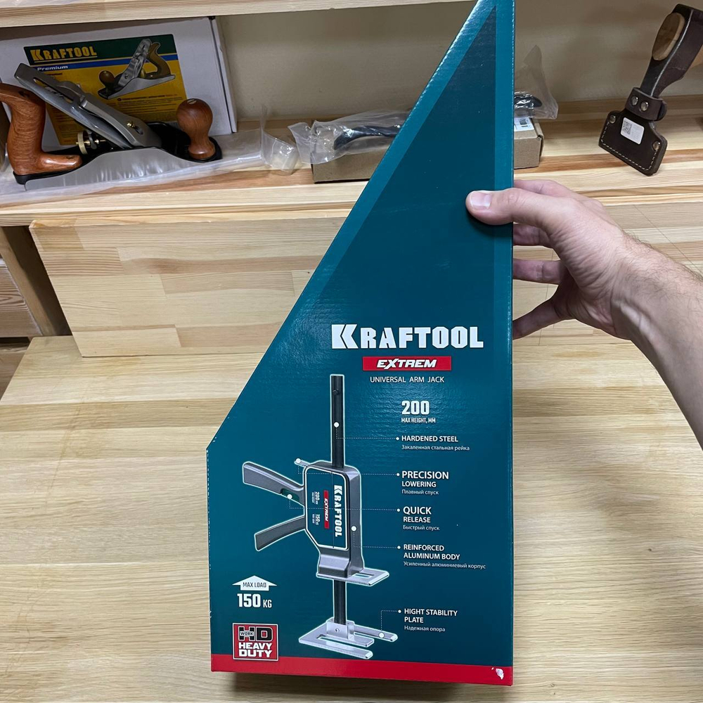 Новинка! Универсальный подъемник усиленный KRAFTOOL EXTREM 150 кг, 200 мм алюминиевый корпус, закаленная стальная рейка 33263