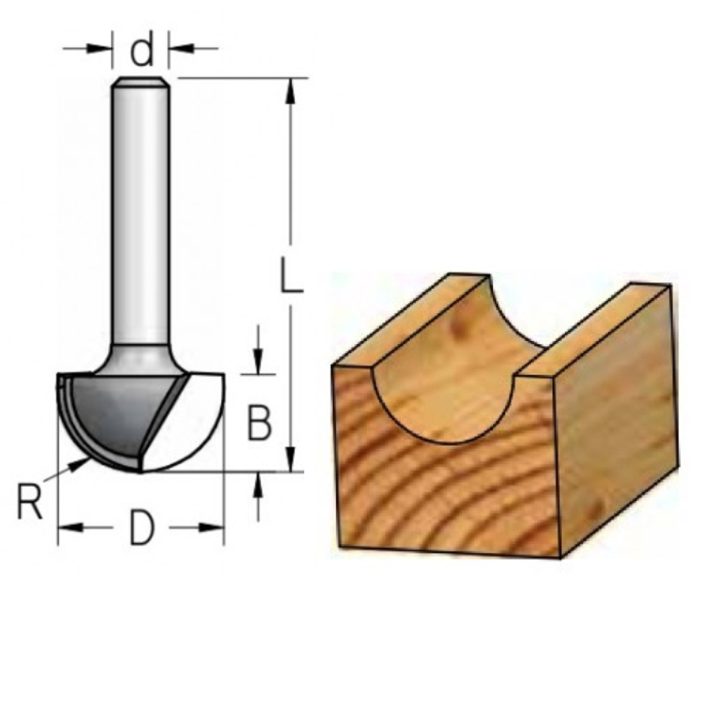 Фреза канавочная полукруглая WPW 25.4 x 16 x 50 x 8 R12.7 RB25005