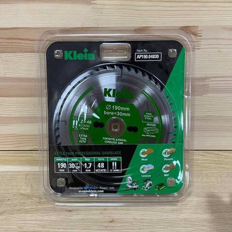 Новинка! Пильный диск тонкий Klein Professional AP 190 х 1,7 / 1,1 х 30 Z 48 WZ для резки дерева, мдф, фанеры, ламината AP190.04830