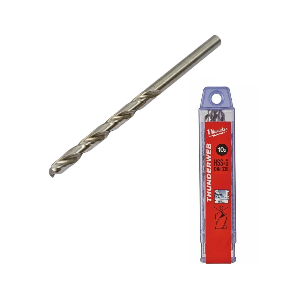 Новинка! Сверла по металлу спиральные 10 шт. Milwaukee Thunderweb HSS-G DIN338 GEN II 4,8 x 86 мм 4932352387