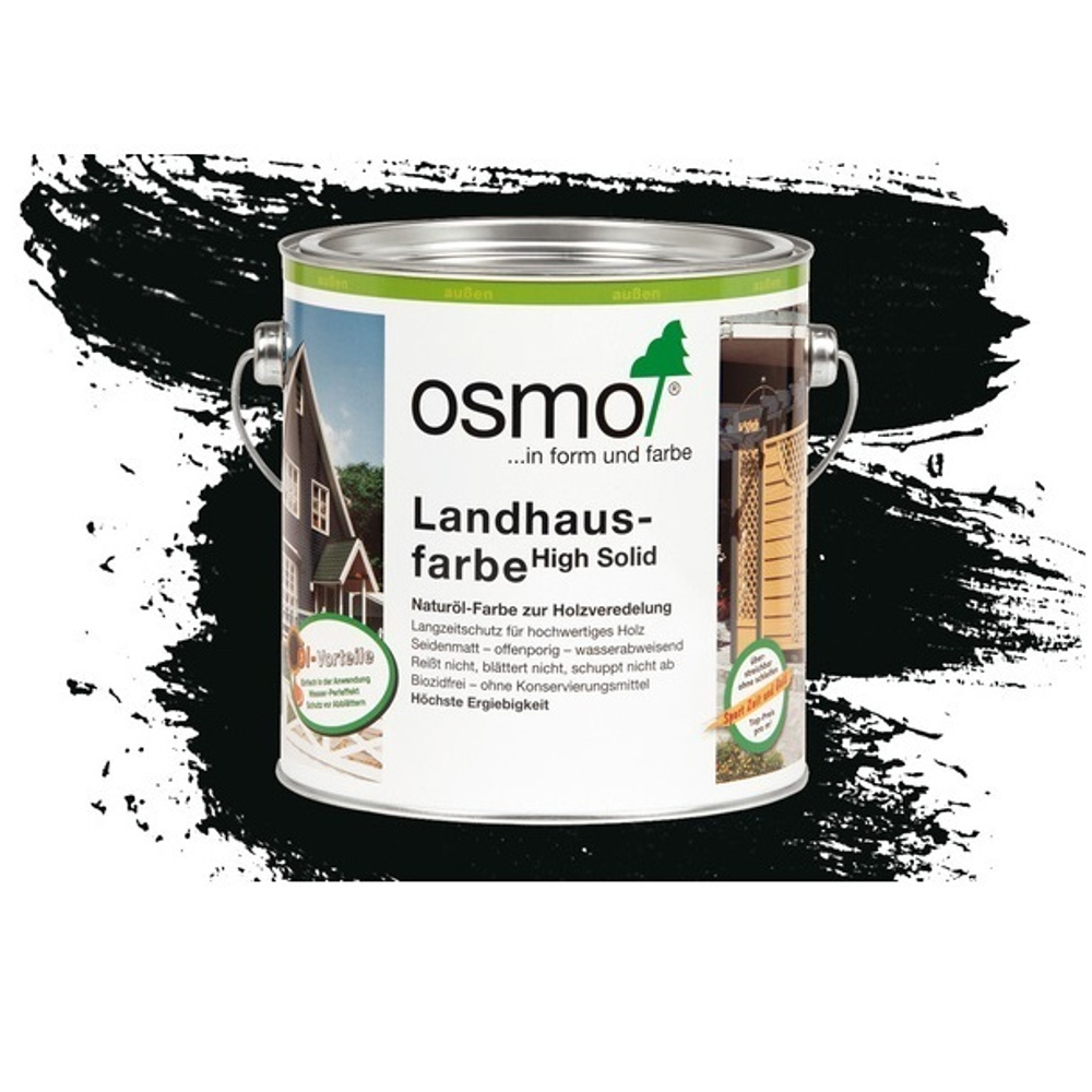 ХИТ! Непрозрачная краска для наружных работ Osmo 2703 cеро-чёрная 2,5 л Landhausfarbe Osmo-2703-2.5 11400014