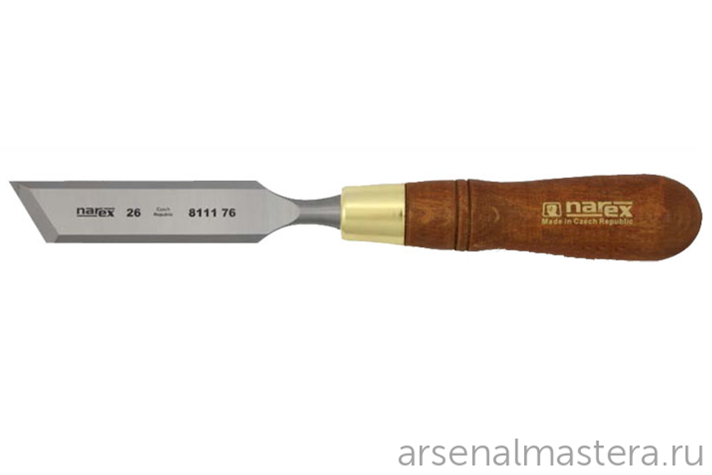 Набор в деревянном ящике из 2 стамесок NAREX Wood Line Plus плоских косых 26 мм (правая, левая) 851676