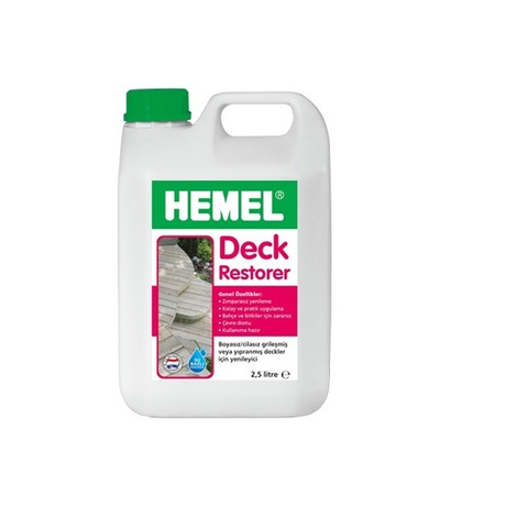 Очиститель для террас для наружных работ Deck Restorer Бесцветный 2,5 л, для восстановления посеревшей обветренной древесины террас и садовой мебели без шлифования 8000H HEMEL 10813