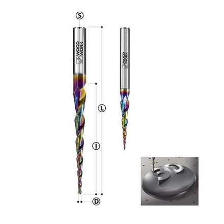 Фреза монолитная с DLC для 3D обработки цветных металлов R 1 L 100 I 60 S 8 Z 2 Woodwork 153.2010.08