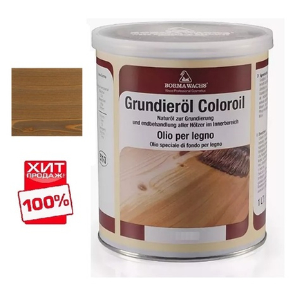 ХИТ! Масляное покрытие для полов и паркета Grundieroil 1 л цвет 5 рустикальный дуб для внутренних работ Borma R3910-5