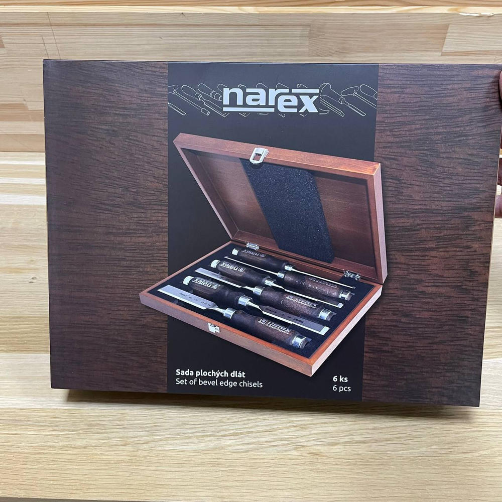 ХИТ! Набор столярных стамесок плоских Wood Line Profi Narex 6 шт в деревянном кейсе (6, 10, 12, 16, 20, 26 мм) 853053