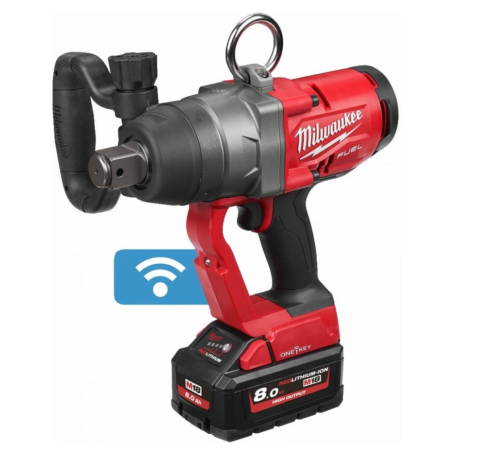 КОМПЛЕКТ! В кейсе M18 FUEL ONEFHIWF1-802X: Аккумуляторный высокомоментный импульсный гайковерт ONEFHIWF1-0 ONE-KEY 1 плюс 2 Аккумулятора HB8 8.0 Ач и Быстрозарядное устройство M12-18 FC MILWAUKEE 4933459733