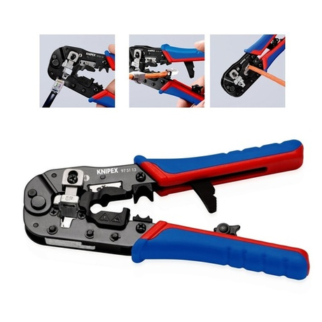 Пресс - клещи для штекеров RJ 45 "3 в 1" 190 мм гнезд 1, 8-пин 8P8C, резка и зачистка кабеля KNIPEX KN-975113