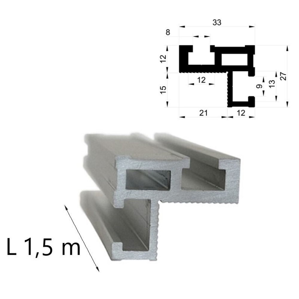 ХИТ! Профиль - шина алюминиевая Woodwork TR33 33 х 27 мм длина 1,5 м TR33.150