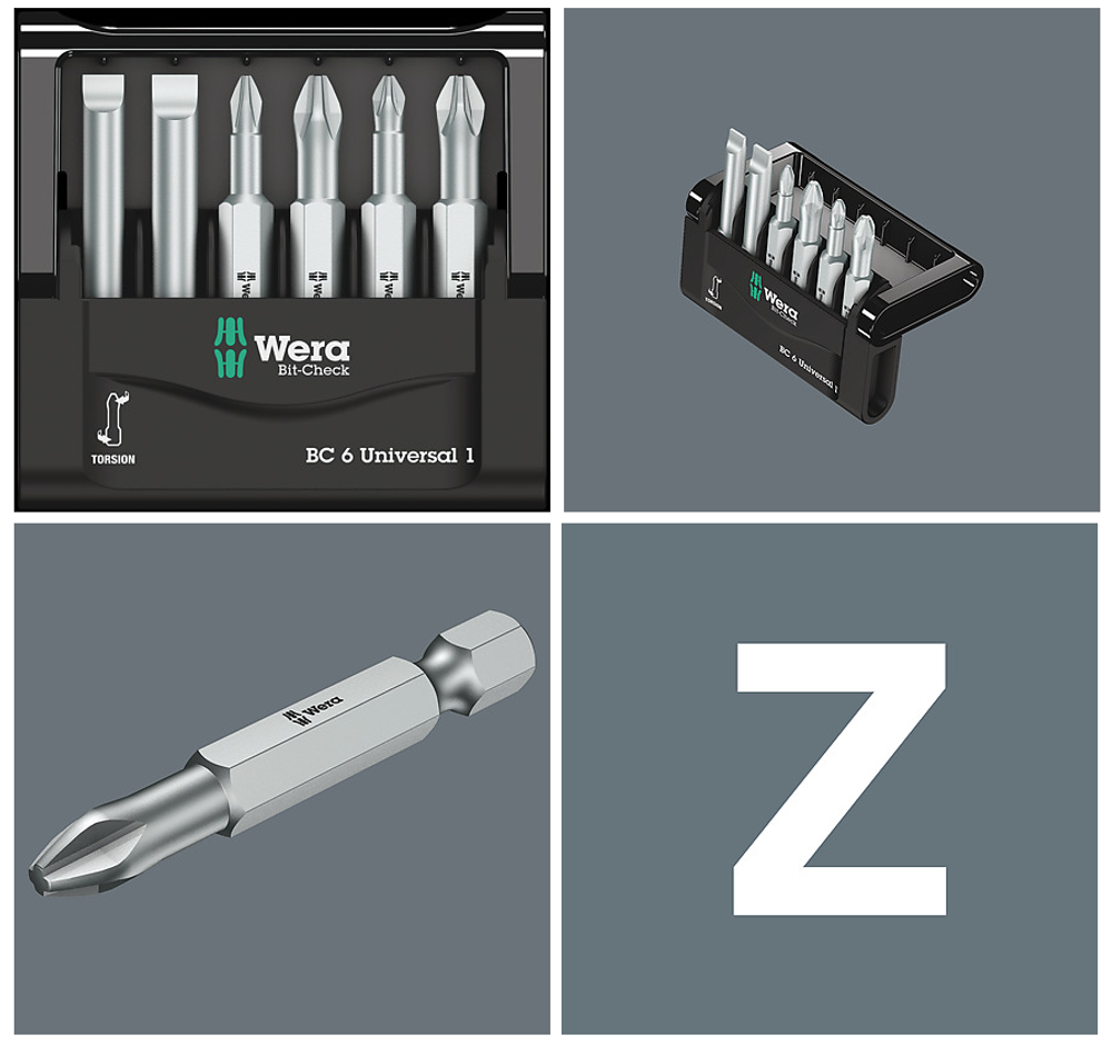 Новинка! Набор 6 предметов WERA БИТЫ с битодержателем Mini-Check 50 мм, 800/4Z+851/4TZ+855/4TZ WE-056474