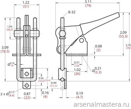 ХИТ! Защелка (зажим защелкивающийся) вертикальный усилие 227 кг Woodwork GH-40324