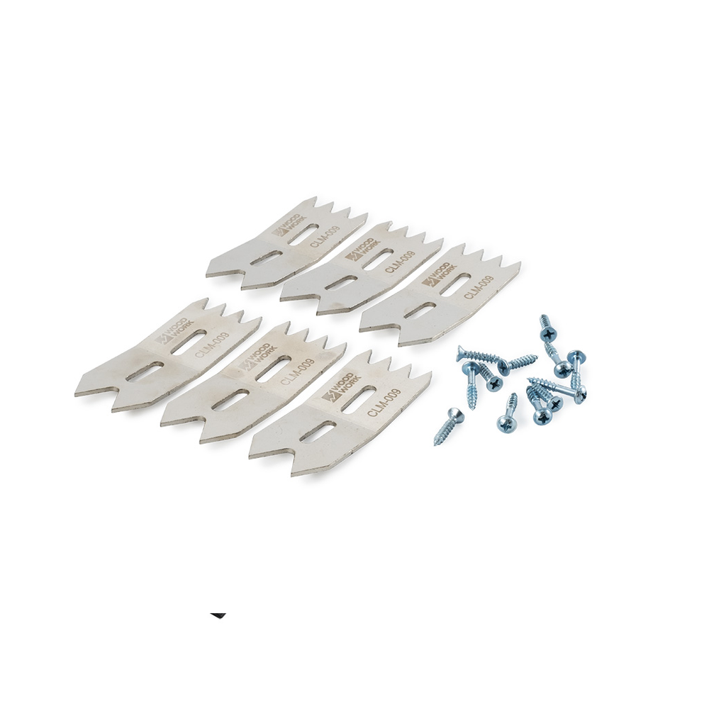 Новинка! Набор прижимных пластин 6 шт. с винтами (зажимные фиксаторы, пресс - зажимы) Woodwork для фиксации заготовок, точное позиционирование, маркировка точек винтов, параллельное рисование линий и др. CLM-009