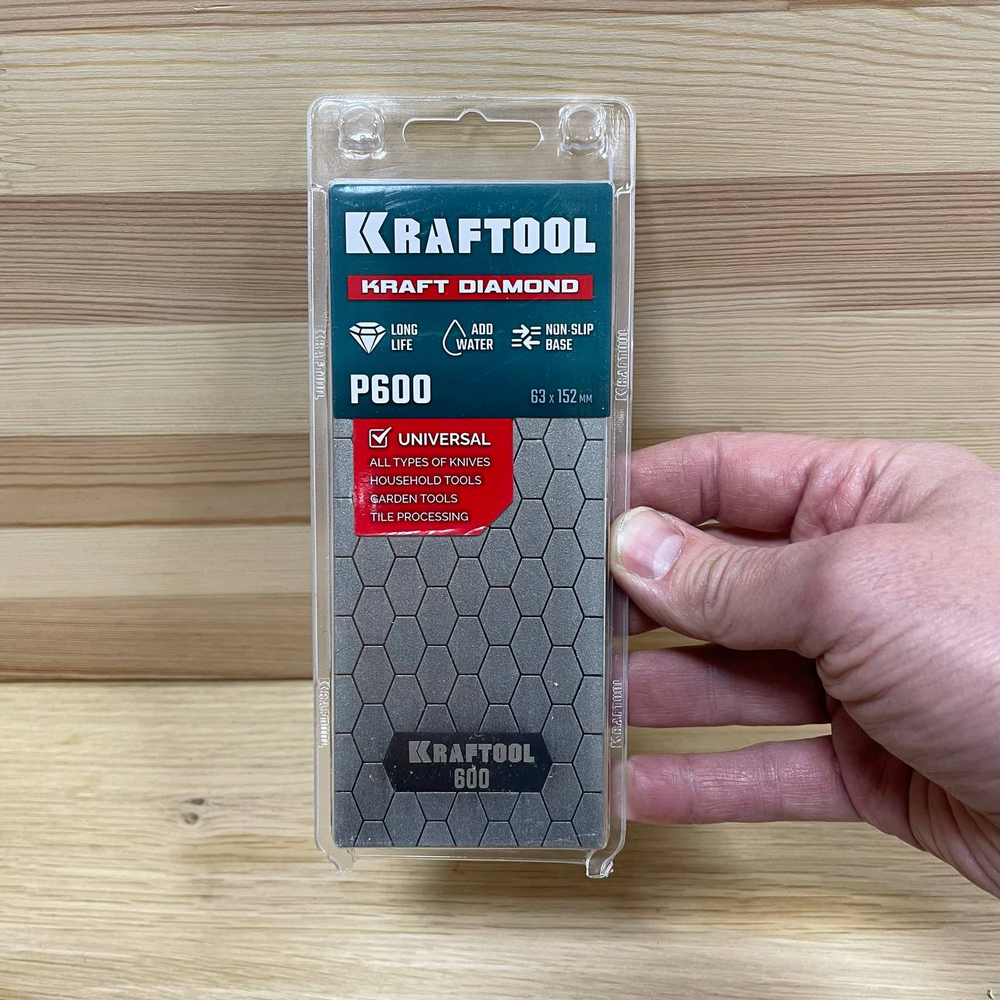 Новинка! Пластина алмазная заточная KRAFTOOL DIAMOND 63 х 150 мм, Р600. Для ручной заточки ножей, инструментов, инвентаря, работы с плиткой 35710-600