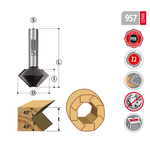 Новинка! Фреза Woodwork для соединений под углом 45 градусов на 8 сторон D 38,1, l 22,2, S 12, L 70, Z=2 коробки, рамы, длинные балки, изделия с параллельным или угловым соединением 957.4545.12