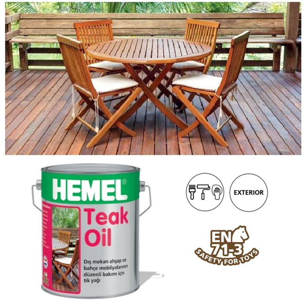 Новинка! Масло для тика премиум - класса для наружных работ Teak Oil Бесцветное 0,75 л для ухода за древесиной и садовой мебелью на открытом воздухе 3300H HEMEL 10815