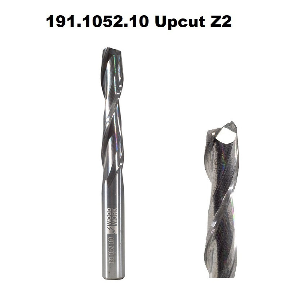 Новинка! Фреза спиральная 10 х 100 / 52 х 10 монолитная твердосплавная Upcut Z2 Woodwork 191.1052.10