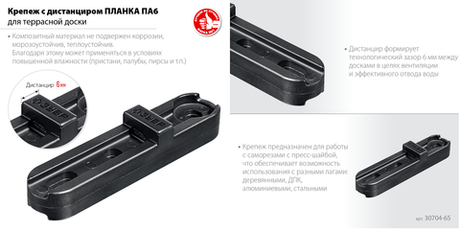 Новинка! Крепеж для фасадной и террасной доски Планка Профессионал ПА6 80 шт. Zubr композитный материал, 65 мм 30704-65