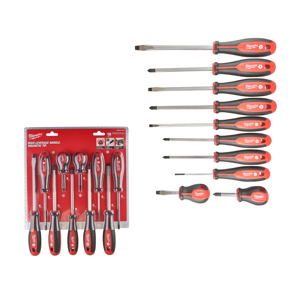 Новинка! Набор магнитных отверток 10 шт Milwaukee трехгранная рукоятка SL 3/SL 5.5/2xSL 6.5/SL 6.5/SL 8/PZ1/PZ2/PH1/2xPH2 4932471808