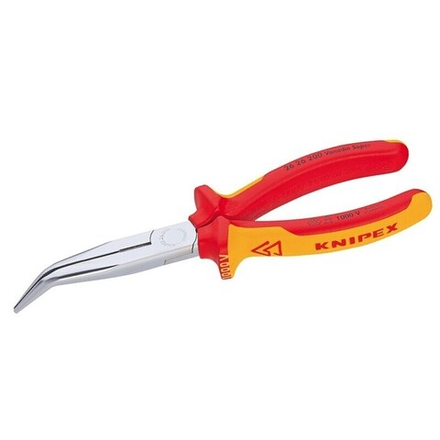 Длинногубцы АИСТ 200 мм с режущими кромками, VDE, губки 40°, хром, 2-компонентные, диэлектрические ручки KNIPEX KN-2626200SB
