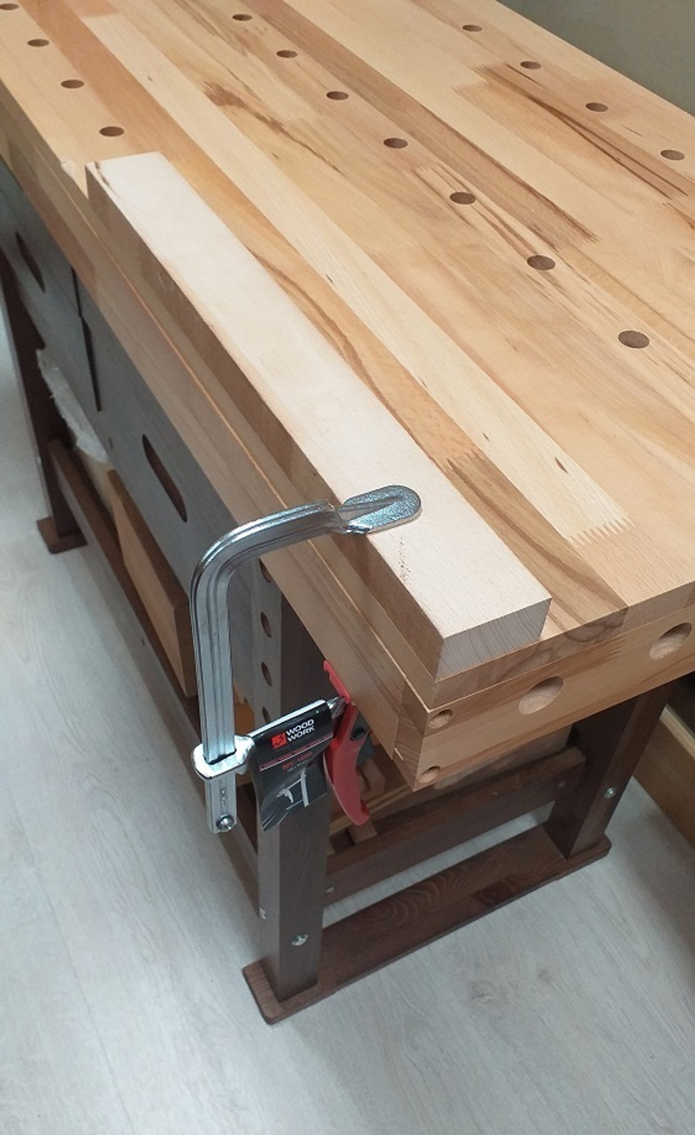 ХИТ! Струбцина кованная F-тип 160 х 80 мм c рычажной рукояткой Woodwork RFC-1680