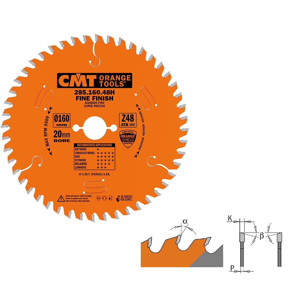 ВЫГОДНЫЙ ОКТЯБРЬ ХИТ! Диск пильный поперечное пиление 160 x 20 x 2,2/1,6 5 15 град ATB Z=48 (подходит для Festool TS 55) CMT 285.160.48H