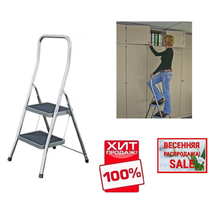 ВЕСЕННЯЯ РАСПРОДАЖА ХИТ! Cкладная односторонняя алюминиевая подставка Krause TOPPY XL 2 большие ступени 130860