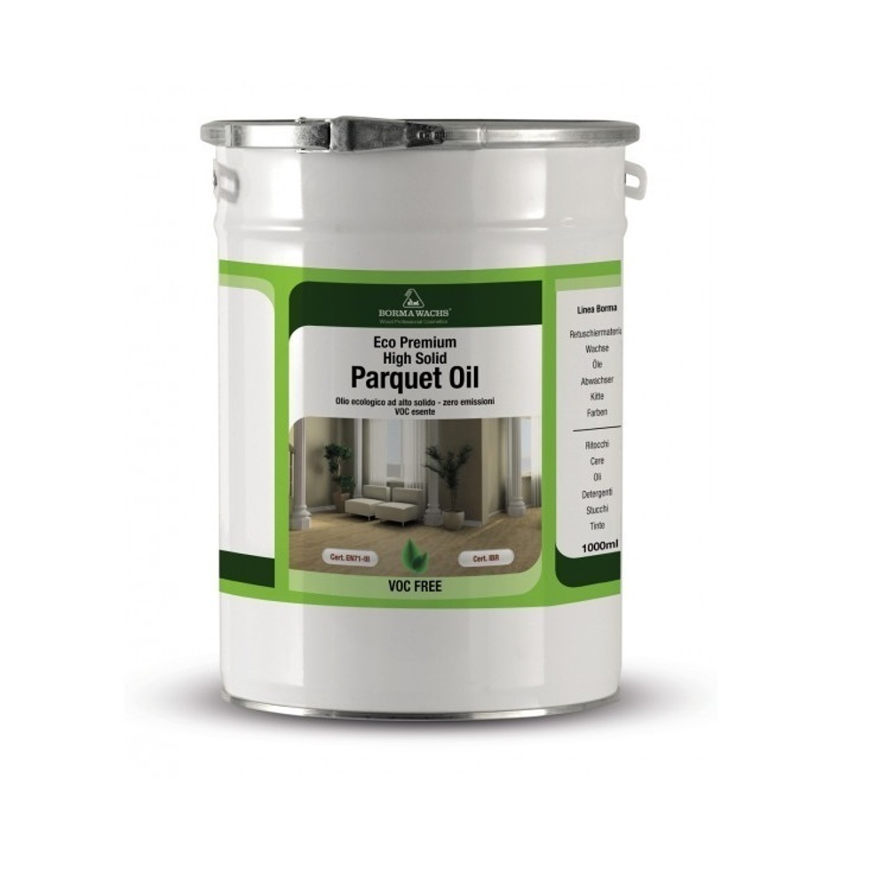 Новинка! Масло для паркета с высоким сухим остатком ECO PREMIUM Parquet Oil High Solid 5 л для внутренних работ Borma VOC4952HS