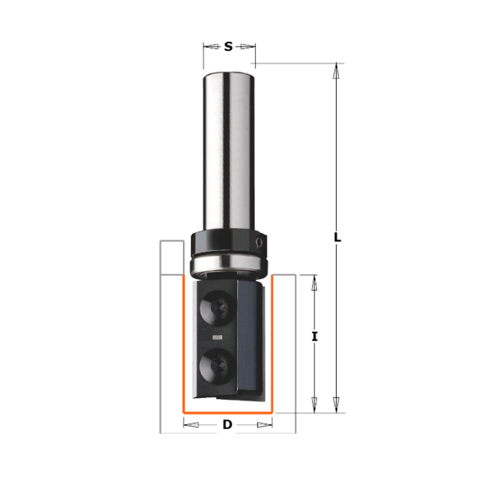 Фреза обгонная верхний подшипник сменные ножи HM Z2 S8 D 16 x 35 х 80 RH CMT 656.160.11