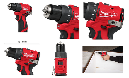 Новинка! Комплект в кейсе M12 BLDDRC-202C: Аккумуляторная дрель - шуруповерт MILWAUKEE BLDDRC-0 ПЛЮС 2 аккумулятора B2 2.0 Ач и зарядное устройство C12 C 4933499686