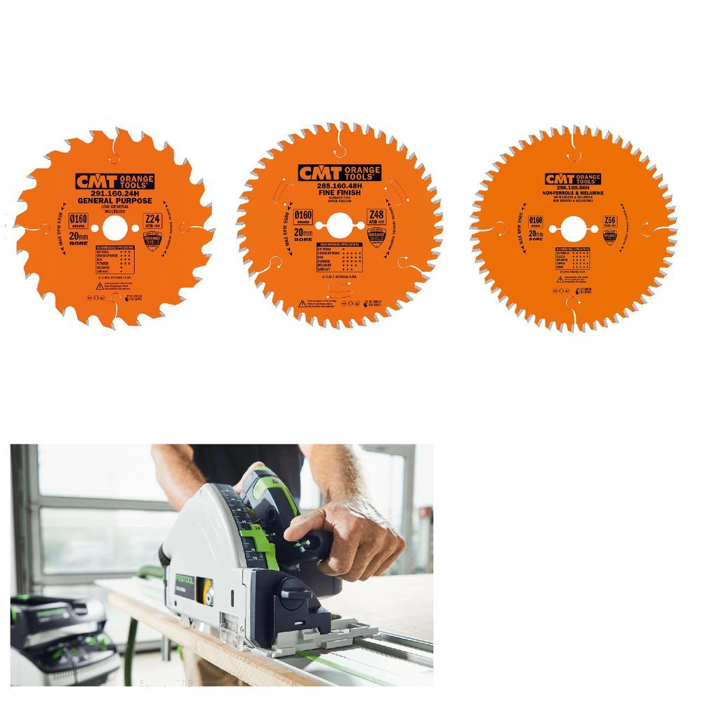 Комплект пильных дисков 3 шт. CMT 160 мм для пилы Festool TS 55 на 24, 48 и 56 зубьев N092-3AM