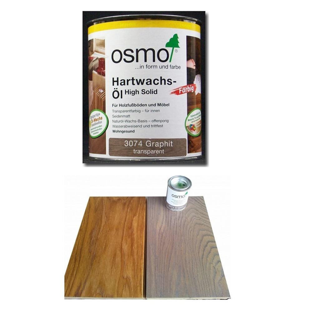 ХИТ! Цветное масло с твердым воском Osmo 3074 Графит 2,5 л Hartwachs-Ol Farbig слабо пигментированное для внутренних работ Osmo-3074-2.5 10100312