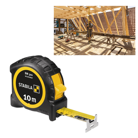 Новинка! Рулетка STABILA BM 300 10 м х 27 мм, Softgrip защита от удара, крючок SPIKES, зажим EASY-CLIP 19843