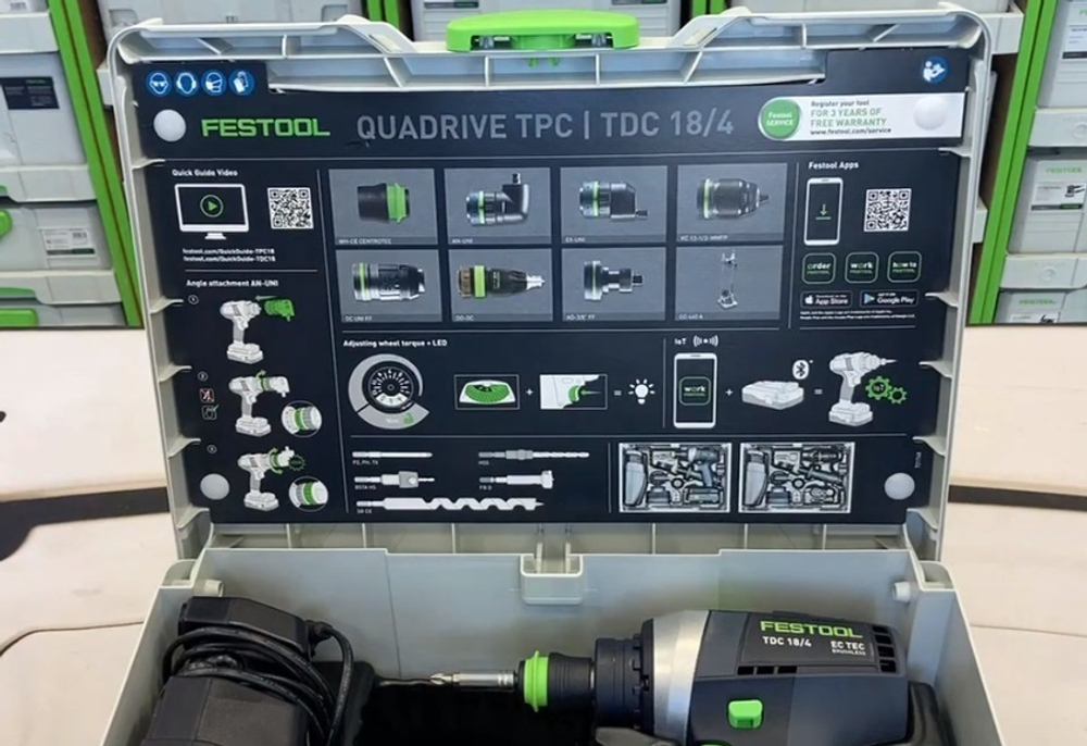 Аккумуляторная дрель - шуруповёрт FESTOOL QUADRIVE TDC 18/4 I-Basic 575601