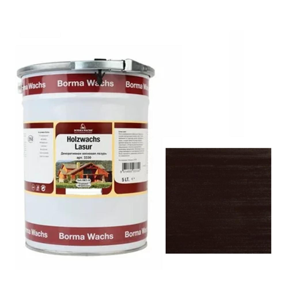 ЧЕРНАЯ ПЯТНИЦА! Декоративная ВОСКОВАЯ лазурь / Масло для фасадов Borma Holzwachs Lasur 5 л цвет 47 Шоколад для наружных и внутренних работ R3330-7