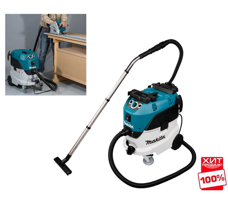 ВЕСНОЙ ВЫГОДНЕЕ ХИТ! Пылесос профессиональный строительный мощный для влажной и сухой уборки Makita Класс L, 1,2 кВт , Вместимость 42 л, влажный мусор 30 л, система автоматической очистки фильтра, встроенная розетка, крепление для кейсов MakPac VC4210L