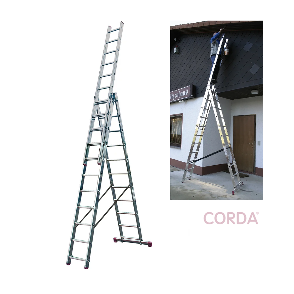 СЕНТЯБРЬ ЦЕНЫ НИЖЕ! Лестница трехсекционная универсальная KRAUSE CORDA 3 х 11 ступеней 010421