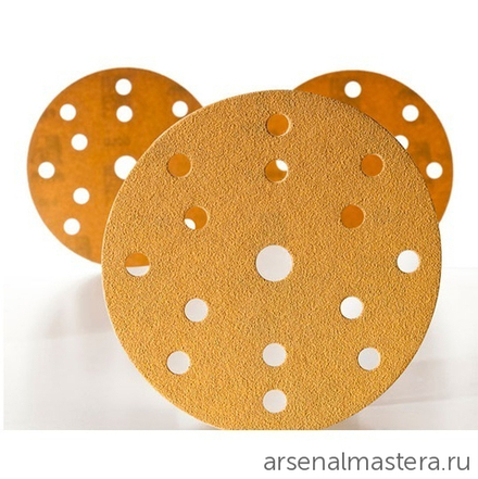 Комплект 100 Шлифовальные круги на бумажной основе липучка Mirka GOLD 150 мм 15 отверстий P 320 2361109932
