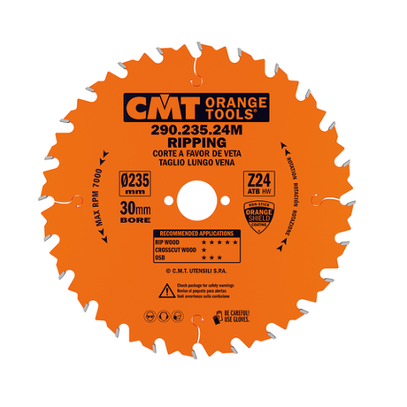 Новинка! Диск пильный CMT 235 x 30 x 2,8 / 1,8 20° 10° ATB Z=24, продольное пиление 290.235.24M