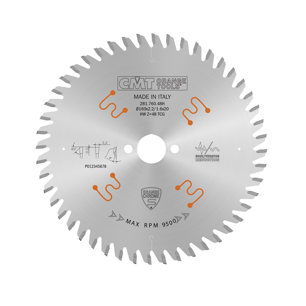 Новинка! Диск пильный по ЛДСП CMT 160 x 20 x 2,2/1,6 TCG 4° Z=48, фанера, ДСП, одно- или двусторонний ламинат 281.760.48H