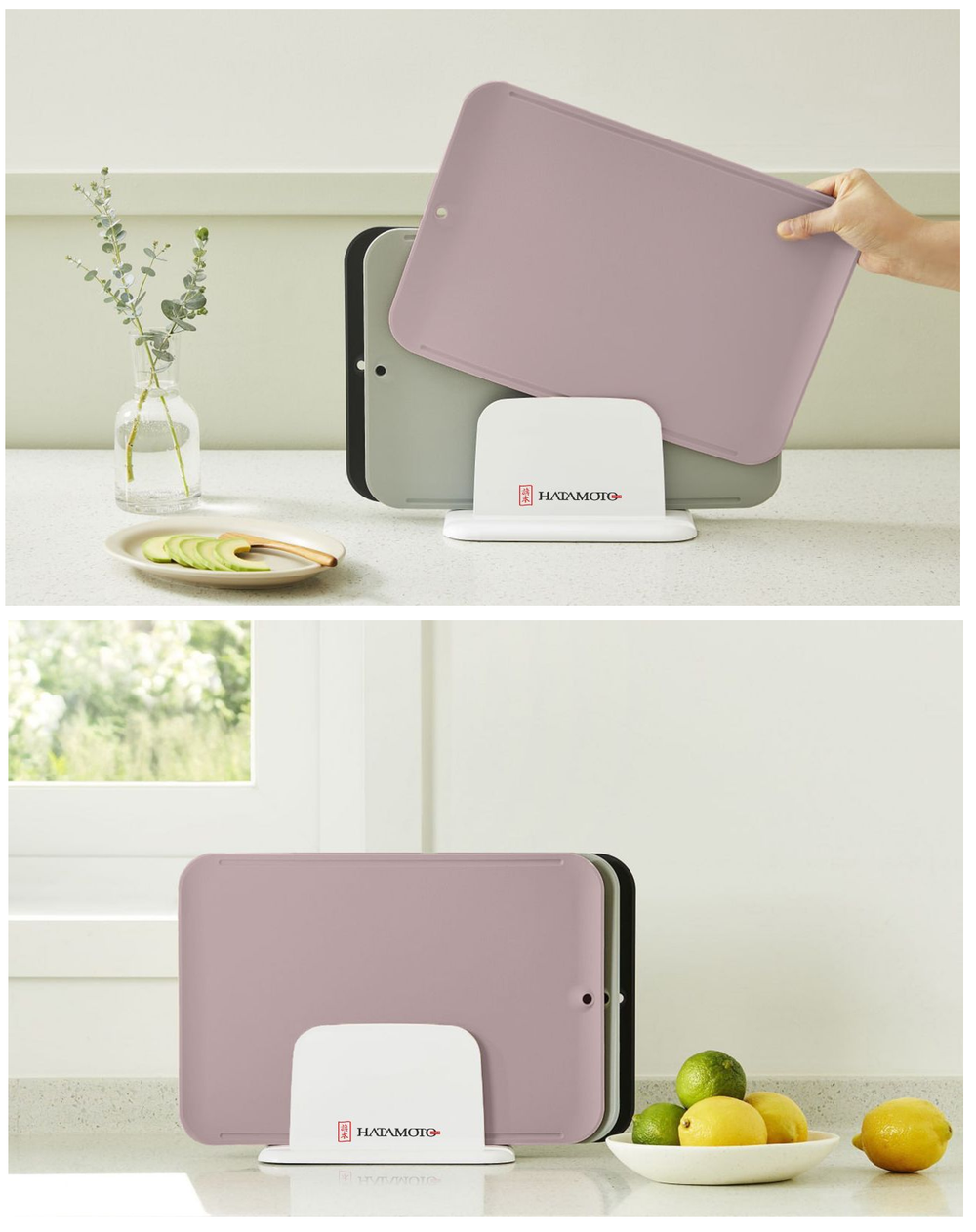 Новинка! Набор из 3 шт разделочных досок на подставке Tojiro Hatamoto NON-SCRATCH био - пластик с антибактериальным покрытием 348 х 238 мм JH-3000