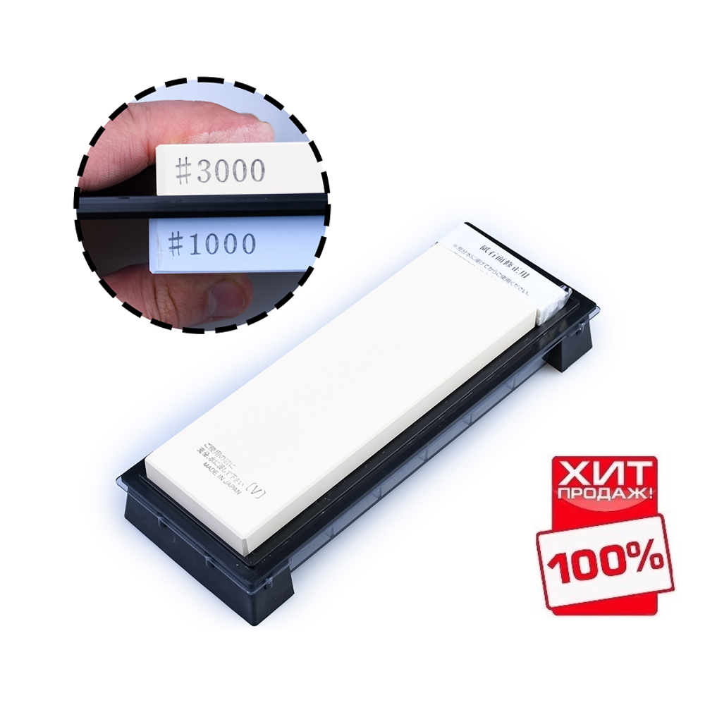 ХИТ! Комбинированный японский водный камень на подставке 1000 / 3000 183 х 63 х 32 мм Suehiro New Cerax для заточки и доводки лезвий ножей, рубанков и тп. MT CR-3800 / Di 711024 М00000607