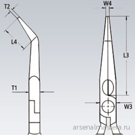 Плоскогубцы монтажные 280 мм юстировочные, для труднодоступных мест, губки 45°, фосфатированные 28 81 280 KNIPEX KN-2881280