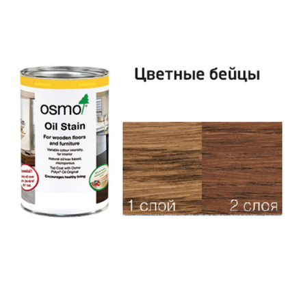 Цветные бейцы на масляной основе для тонирования деревянных полов Osmo 3543 Коньяк 1 л Ol-Beize для внутренних работ Osmo-3543-1 15100827