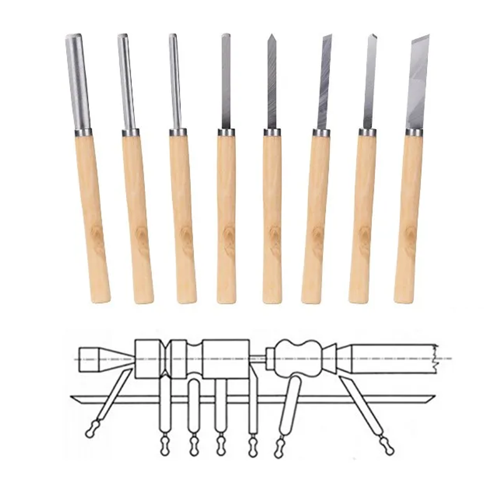 Новинка! Набор из 8 токарных резцов (долото) HEPHA по дереву Garwin SWWT-3310