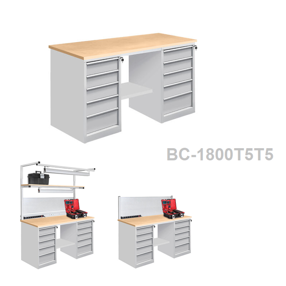Новинка! Верстак металлический для столярных и слесарных работ Gresson серия ВС-Т5Т5 1800 х 630 х 820 мм ВС-1800Т5Т5