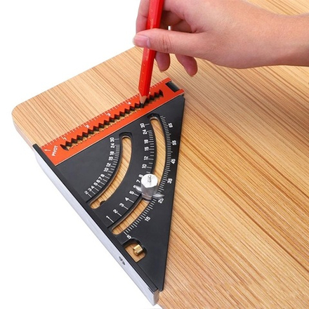 ХИТ! Угольник плотницкий 152 мм со скользящим упором и удлинителем до 300 мм Профессиональный Метрический алюминиевый WOODWORK PTR-152