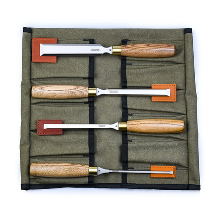 Набор стамесок серия Волга 4 штуки 6, 10, 16, 26 мм в сумке - скрутке ПЕТРОГРАДЪ М00024160