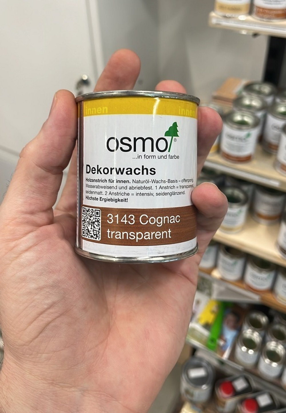 ХИТ! Цветное масло OSMO 3143 Коньяк 0,125 л Dekorwachs Transparent Tone для внутренних работ Osmo-3143-0,125 10100270