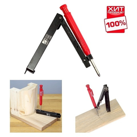 ХИТ! Шаблон с циркулем для копирования, разметки с карандашом WOODWORK GRT-100